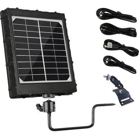 Capacité du Panneau Solaire Camera Exterieur 3W 8000mAh 12V/1.2A, 9V/1.6A, 6V/2.4A Sortie, 5V/2A Entrée, Étanche IP66 Alimentation Portable Rechargeable pour Caméras de Chasse en Extérieur (1/5)