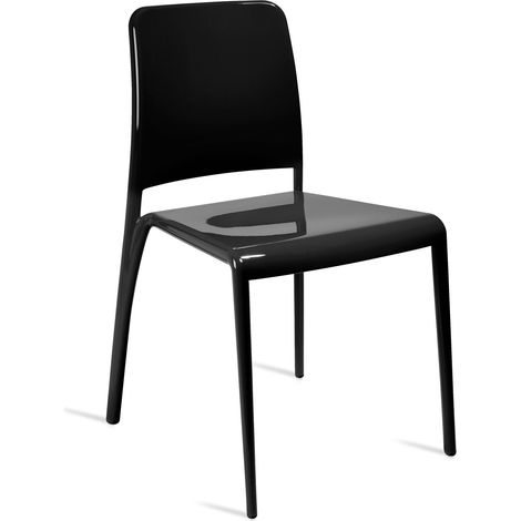Lot de 4 chaises XENA noir uni en polycarbonate – monobloc élégante et résistante Mobilier intérieur