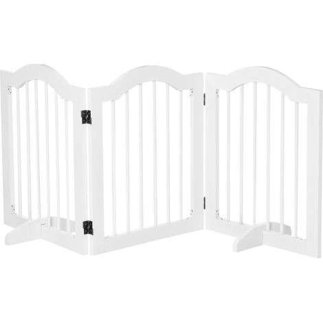 Cancelletto di Sicurezza Pieghevole per Animali Domestici 154,5x29,5x61 cm in Legno e MDF Bianco (1/5)