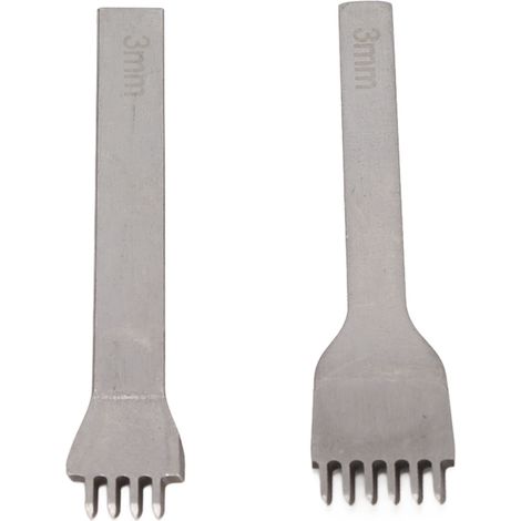 Poinçon diamanté combiné en acier inoxydable 3 mm à 4 et 6 dents pour outils de perforation du cuir faits main, articles en cuir DIY, artisanat du cuir cousu à la main. (1/5)