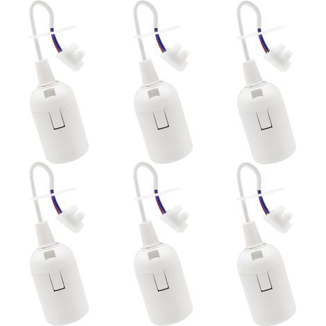 6 PCS Douille de Lampe E27 Support d'ampoule E27 rénovation Douille Blanc Douille de Bâtiment avec Câble Douille de Chantier 4A 250V Base de Lumière Douille de Suspension (max.60W) (1/5)