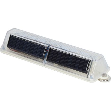 Bande lumineuse solaire de signalisation haute luminosité à 8 LED, portable et étanche, avec boîtier en polycarbonate, lumière rouge et bleue. (1/5)