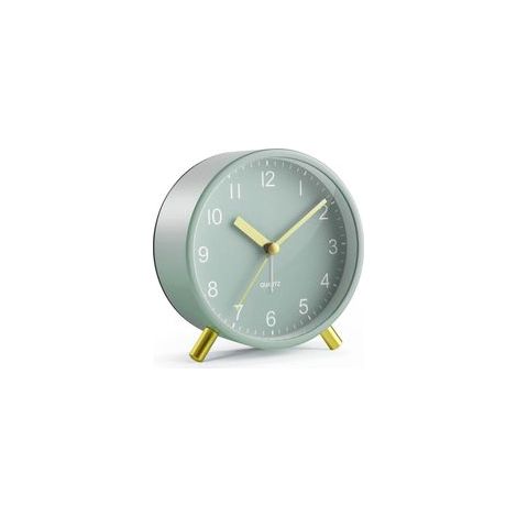Réveil Analogique Silencieux sans Tic-Tac, Réveil Métallique Rétro avec Veilleuse et Grand Cadran, à Piles, Vert Menthe avec Détails Dorés pour Chambre, Bureau (1/4)