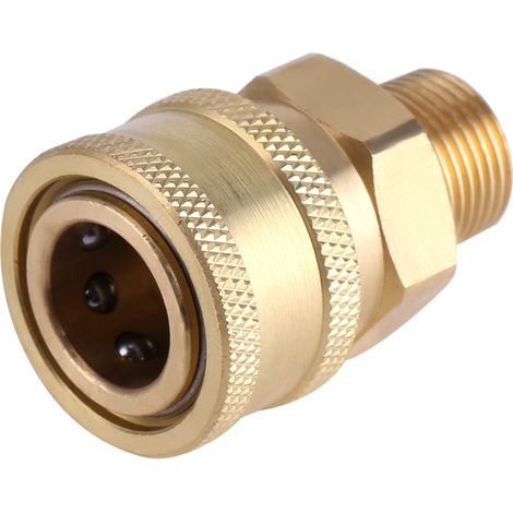 Adaptateur rapide 3/8" vers filetage M22 pour nettoyeur haute pression en cuivre robuste résistant 5000 PSI (1/5)