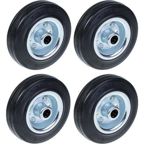 Rolle - 125mm - Schwarzer Gummi - Set von 4 - Tragfähigkeit 120 kg