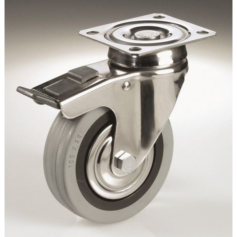 TRADE SHOP - Ruota Grigia Con Piastra Girevole E Freno Tbbp Cebora Diametro 60 80 100 125 -    -60 mm   -