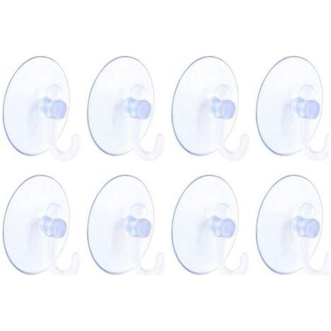 Lot de 8 crochets à ventouse transparents pour serviettes et fenêtres, ultra-résistants (charge maximale 2 kg), pour la salle de bain, la porte ou la cuisine. (1/5)