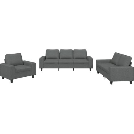 Maison Exclusive - Set di Divani 3 pz Grigio Scuro in Tessuto