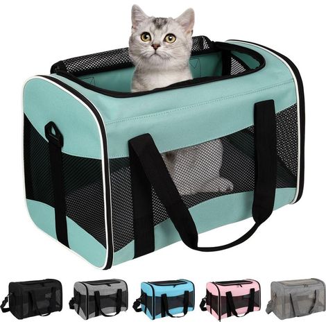 Cage de transport pour chat, cage de transport pour chien, cage de transport pour animaux de compagnie (17x11x11, vert)