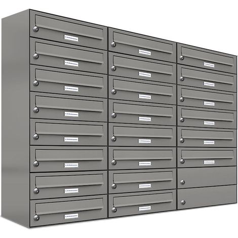 22er Premium Briefkasten Aluminiumgrau RAL Farbe 9007 für Außen Wand Postkasten (1/5)
