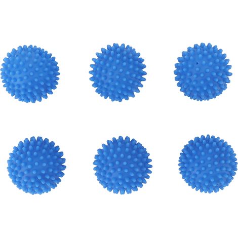 Boules de séchage réutilisables pour sèche-linge : éliminent les plis, rendent le linge plus doux et moelleux. Boules de séchage en silicone pour un séchage rapide. Bleues, lot de 6. (1/5)