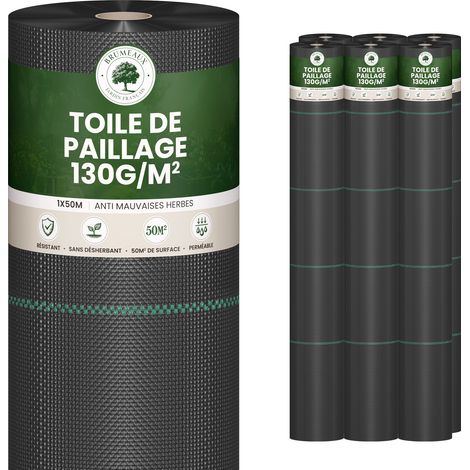 Toile de Paillage 300m2 - 6 rouleaux 50x1m - Epaisseur 130g/m² (1/5)