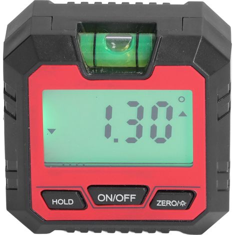 Inclinomètre numérique magnétique 90°, rapporteur d'angle électronique, niveau à bulle pour le travail du bois (rouge) (1/5)