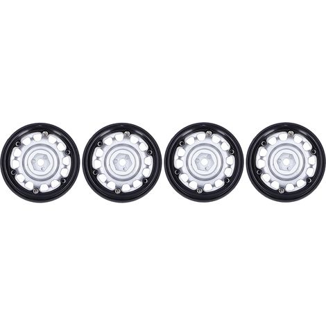 4 Roues Beadlock Métal 1/10 pour AXIAL SCX10, HSP 12 Trous, Jantes RC Argentées (1/5)