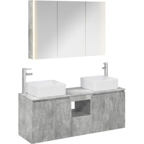 Ensemble d'armoire de salle de bain 4 pcs Gris béton vidaXL (1/5)