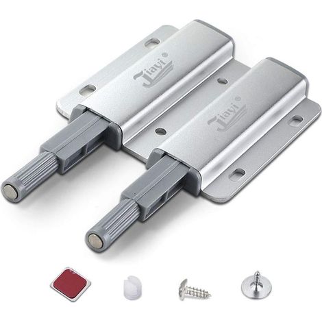 Poussoir Porte Placard, Push to Open Aimant Poussoir Porte Placard Double Poussoir de Porte Loquet Magnetique pour Meuble Armoire Tiroir Touche Latche Fermeture Ouverture Push Pull Systeme (1/4)