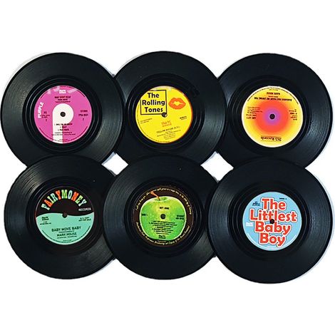 Sous-verre Disque Vinyle - Antidérapant Arrière en Caoutchouc - Pour Tasses Verres Bières - Matériau ABS - Lot de 6 (1/5)