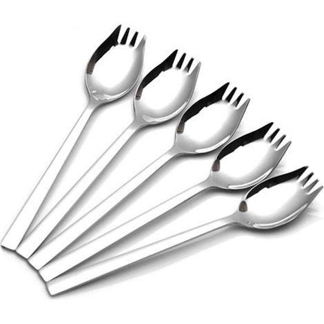 Cuillère Fourchette En Acier Inoxydable 304 - Manche Long - Usage Cuisine Maison - 19,3 X 3,5 Cm - Lot De 6 (1/5)