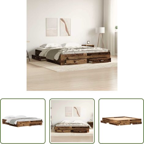 Rangement chambre - Cadre de lit Bois Ancien 180 x 200 cm Bois d'ingénierie (1/5)