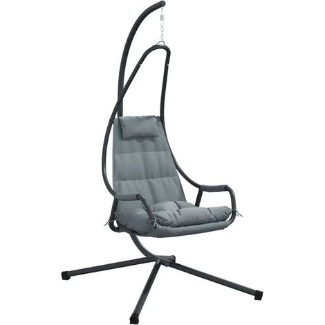 Fauteuil suspendu, gris anthracite, 94 x 107 x 196,5 cm, acier. (1/4)