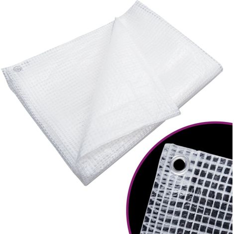 Filiyano-Bâche en maille renforcée 140 g/m² 4x4 m blanche (1/5)