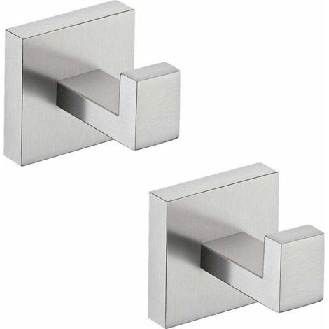 Crochets muraux pour porte-serviettes de salle de bain, crochets en acier inoxydable SUS304, type de suspension pour cuisine, paquet de 2, finition brossée.