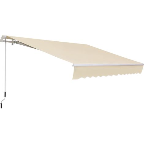 Tenda da Sole per Esterno a Bracci Avvolgibile 360x250 cm con Apertura a Manovella Crema (1/5)