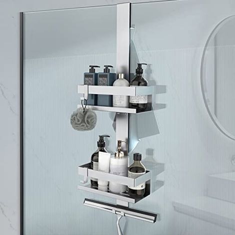 Wandmontiertes Duschregal aus Edelstahl für das Badezimmer, kein Bohren erforderlich (1/5)
