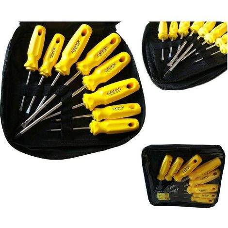 TrAdE Shop Traesio - Kit 8 Cacciaviti A Taglio Croce Cromo Vanadio Giraviti Con Punta Magnetica - (1/2)