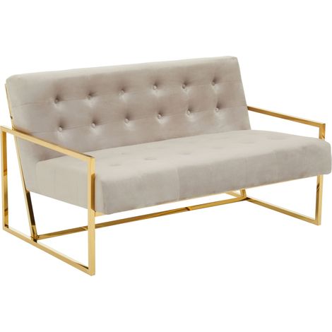 Interiors by Premier 2 Seat MInk Velvet Sofa, Button Tufting Sofa, Foam Padded Velvet Upholstery Sofa, Metal Frame Lounge Sofa (1/5)