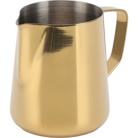 Milchaufschäumkännchen aus Edelstahl, Kaffeeaufschäumkännchen, für Cafés und Milchcafés, 550 ml, Gold (1/5)