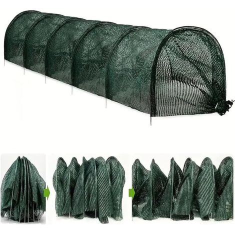 Tunnel de Croissance Pliable, Réutilisable Réseau des plantes de serre Tunnel pour Couvrir Les Jardin, Légumes und Tomate, Contre Les parasites et Les Oiseaux, Vert 3m