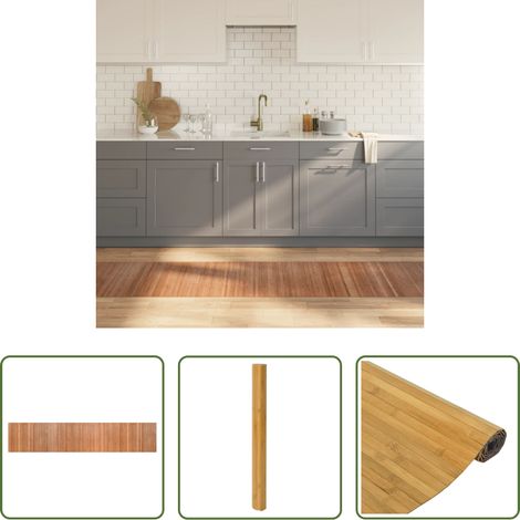 vidaXL Wohnzimmer -  Teppich Rechteckig Natur 60x300 cm Bambus