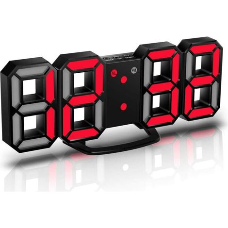 Réveille-Matin 3D LED Digital, Horloge Murale, Horloge numérique, Timorn Réveil LED 3D avec 3 Niveaux de luminosité réglables Fonction de répétition de la veilleuse Dimmable (1/5)