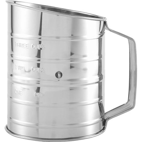 3-Tassen-Mehlsieb aus Edelstahl – Handkurbel-Mehlsieb