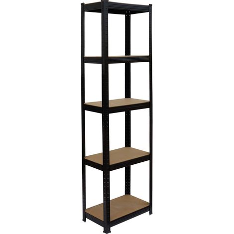 Étagère robuste en acier, 5 tablettes réglables, noire (1/5)