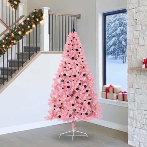 vidaXL Künstlicher vorbeleuchteter Weihnachtsbaum Rosa 240 cm PVC (1/5)