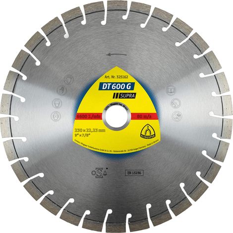 Disque de coupe diamantados Fraiser pour meuleuse d'angle, DT 600 Gu, 230 mm x 22.23 mm, 6600 RPM (1/2)