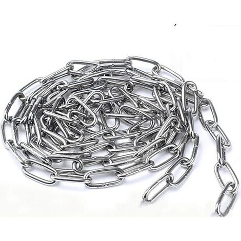 Chaîne robuste en acier inoxydable 304 avec maillons soudés en acier pour clôtures, passerelles et chaînes de chien, chaînes sèches, charge maximale 200kg, 4mm - 1M (1/5)