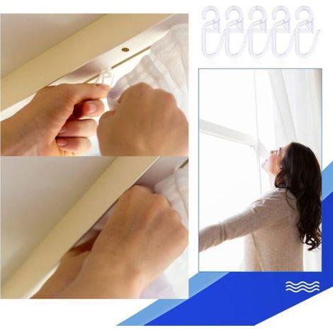 120 Pcs Crochet Rideaux, Clips de Rideau en Plastique, Roulant Crochets de Rideaux Transparent pour Voie Type Rideau Étiquette (1/4)
