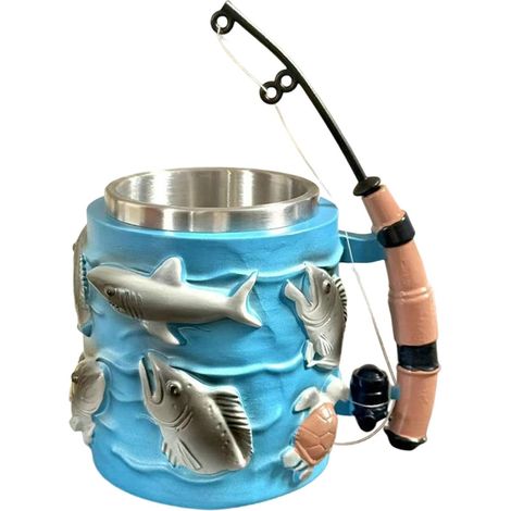 Tasse de Pêche 300 ml, contenant pour café Mug en Relief 3D avec Manche Canne à Pêche pour thé, café, lait, eau (1/5)