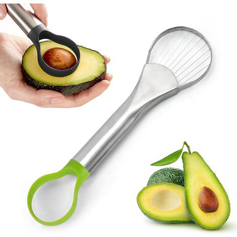 Trancheuse à avocat en acier inoxydable (argent + vert)