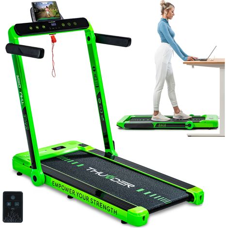 THUNDER RACE-GREEN Laufband Klappbar Walking Pad 14 km/h Bluetooth App Steuerung LED Display 130 kg (1/5)