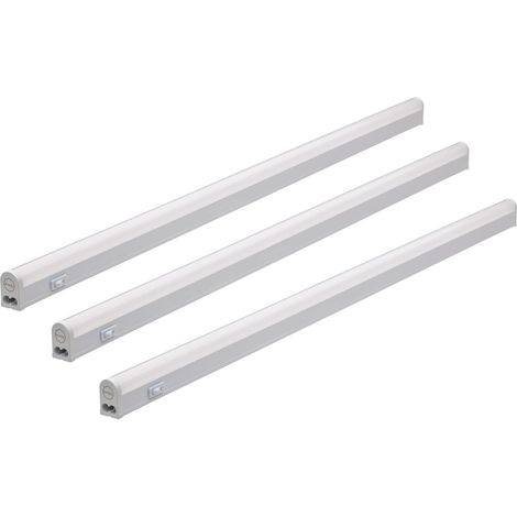 Oktaplex Riga Lot de 3 spots LED pour meuble - 13 W - Avec interrupteur - Blanc chaud 3000 K extensible - Longueur : 84 cm