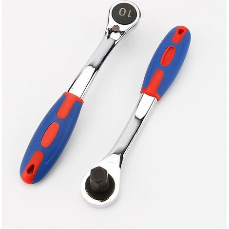 Jeu de clés Allen à cliquet réversibles (1 pièce), poignée en caoutchouc souple, tailles : 4 mm, 5 mm, 6 mm, 8 mm, 10 mm, 12 mm, 14 mm et 17 mm (1/4)