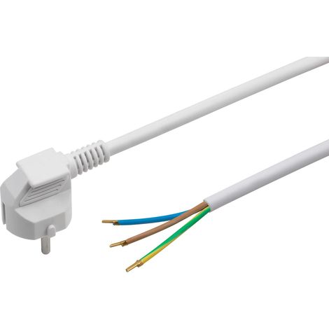 Meister Cavo di alimentazione con contatto di protezione – 5 metri – bianco – Cavo in plastica H05VV-F3G1,5 – 3 fili – IP20 / cavo di collegamento/materiale di installazione / 7434540