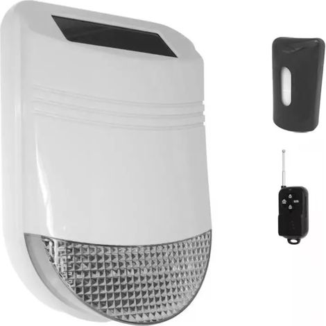 Alarme extérieure autonome sans fil (150m) - Détecteur de mouvements + sirène solaire (HY)
