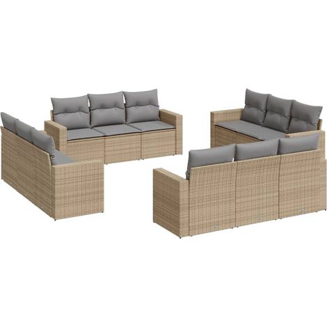 Maison Exclusive - 12-tlg. Garten-Sofagarnitur mit Kissen Beige P