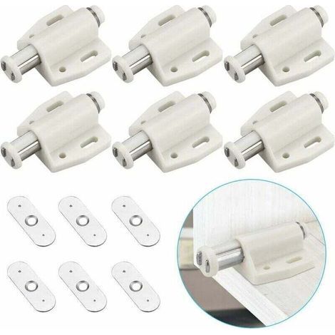 6 chiusure magnetiche a pressione, chiusure magnetiche in plastica, chiusure magnetiche a chiusura ammortizzata per porte scorrevoli, armadi, cassetti, credenze, camere da letto, cucine, bagni - Bianc (1/4)
