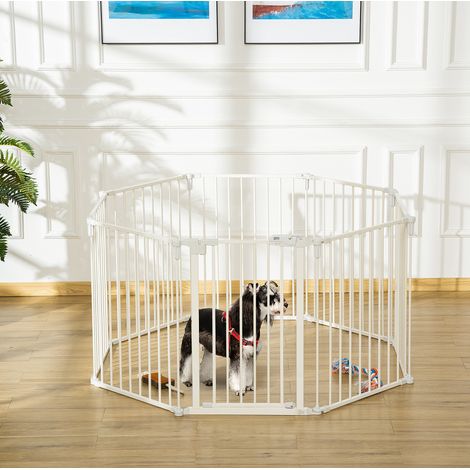 Parc pour chiots pliable avec porte, 8 panneaux, 60 x 76 cm, blanc DESVIAE (1/5)